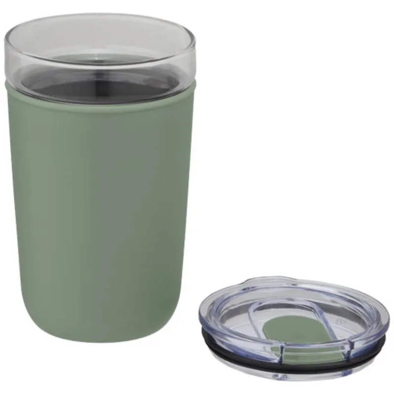 Vaso de vidrio de 420 ml con pared exterior de plástico reciclado 'Bello'